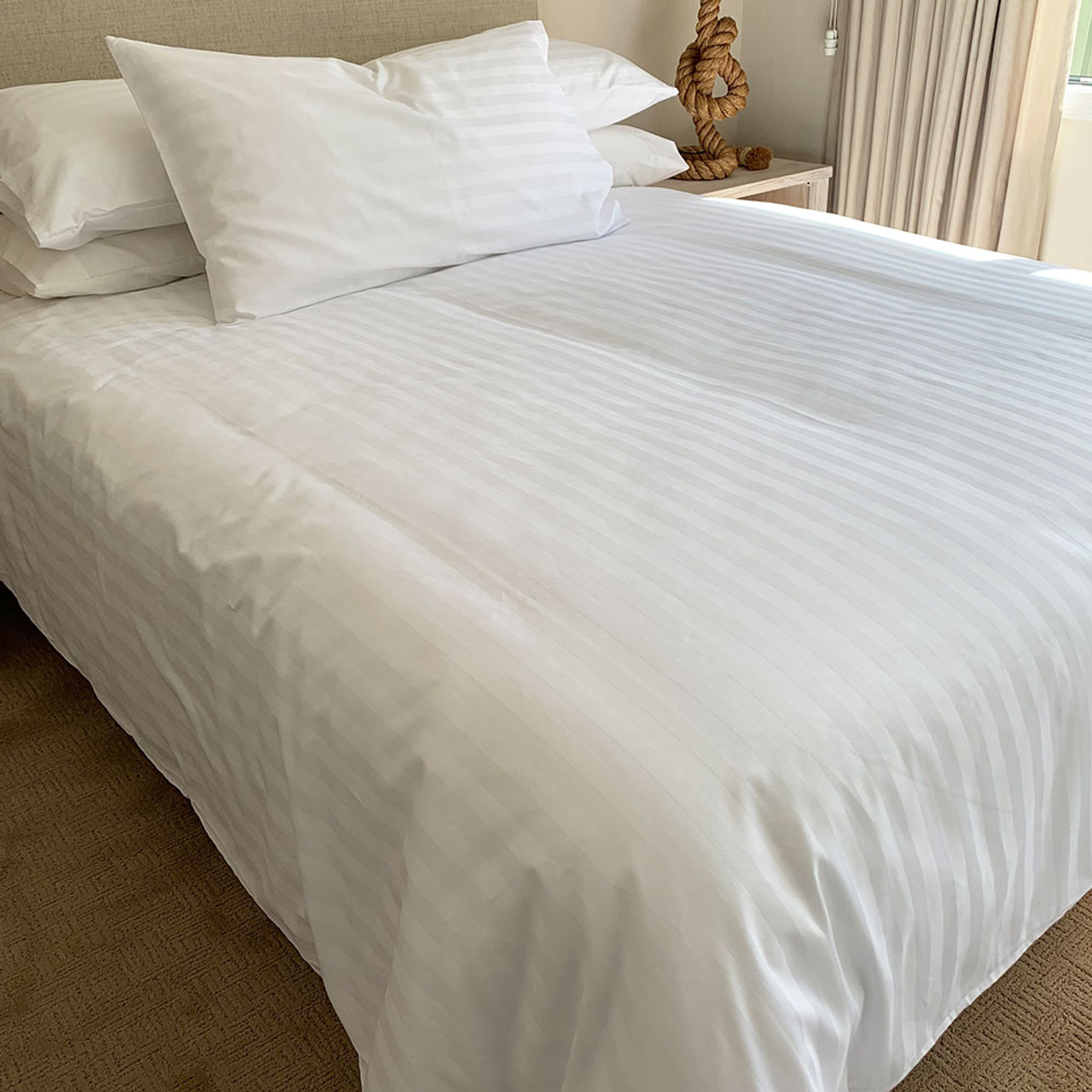 20mm Self Stripe Polycotton Duvet Cover by Diamonds